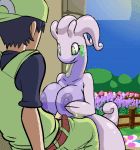 Rating: e Score: 103 Tags: 1boy 1girl animated animated_gif areolae belt bestiality between_breasts blue_hair breasts cloud day dragon fence flash furry goodra grass green_eyes hair hat house interspecies kneeling large_breasts nintendo nipples npc_trainer oral outdoors overalls paizuri pants penis pokemon pokemon_breeder_(pokemon) retro_parasite road sitting sky slime smile spikeshi sun tongue wide_hips