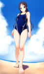Rating: s Score: 10 Tags:   akiyama_mio barefoot beach black_eyes black_hair competition_swimsuit feet from_below hair_down happy highres k-on! long_hair norizou_type-r one-piece_swimsuit perspective pixiv_manga_sample resized school_swimsuit silver_eyes solo swimsuit toes