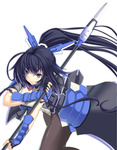 Rating: s Score: 7 Tags: 1girl armor black_hair black_legwear bodysuit female fingerless_gloves gloves honda_futayo kyoukaisenjou_no_horizon long_hair pantyhose polearm ponytail purple_eyes silver_eyes solo spear takanashi-a weapon