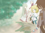 Rating: s Score: 2 Tags: 1girl 3boys animal blonde_hair blue_eyes green_hair kratos_aurion martel_yggdrasill mithos_yggdrasill multiple_boys noishe red_hair staff sword tales_of_(series) tales_of_symphonia weapon yuan_ka-fai