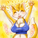 Rating: q Tags: artist_request blonde_hair cat erect_nipples eyes_closed furry open_mouth