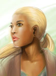 Rating: s Tags: 1girl abstract_background artemis_crock blonde_hair brown_eyes dark_skin dc_comics ponytail portrait simple_background solo young_justice:_invasion