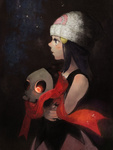 Rating: s Score: 14 Tags: 1girl bad_id beanie black_hair carrying dark duskull glowing glowing_eye hair_ornament hairclip hat hikari_(pokemon) long_hair night night_sky pokemon pokemon_(game) pokemon_dppt red_scarf scarf skirt sky solo star_(sky) todot