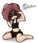 Rating: s Score: 6 Tags: 1girl belt female goggles midriff nintendo open_mouth purple_eyes short_hair shorts simple_background solo splatoon takozonesu tentacle_hair white_background