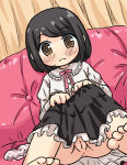 Rating: e Score: 16 Tags: 1girl anus barefoot black_hair blush brown_eyes cleft_of_venus couch curtains feet female knees_together_feet_apart knees_up loli lying mizuno_mumomo no_panties original panties pussy short_hair sitting solo sweat toes uncensored underwear