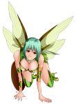 Rating: q Score: 37 Tags: 1girl airashiithewolf all_fours breasts cleavage fuu_(naruto) green_hair highres naruto naruto_shippuuden orange_eyes simple_background smile solo transparent_background wings
