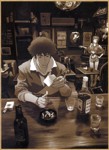 Rating: s Score: 8 Tags: absurdres album_cover alcohol cover cowboy_bebop cup faye_valentine highres in_through_the_out_door led_zeppelin parody spike_spiegel whiskey