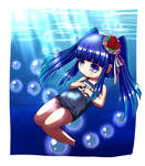 Rating: s Tags: blue_eyes blue_hair chibi furudo_erika hair_ornament long_hair swimsuit umineko_no_naku_koro_ni water Rating: s Tags: blue_eyes blue_hair chibi furudo_erika hair_ornament long_hair swimsuit umineko_no_naku_koro_ni water