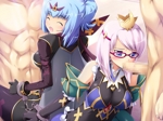 Rating: e Score: 5 Tags: 2boys 2girls blue_eyes blue_hair blush censored clothed_female_nude_male crown cuffs detached_sleeves eyes_closed fellatio glasses group_sex handcuffs multiple_boys multiple_girls oral penis pink_hair sex smile source_request