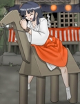 Rating: e Score: 19 Tags: bdsm bondage eyes_closed japanese_clothes loli miko tagme wooden_horse