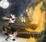 Rating: q Tags: blood fire girls_und_panzer hurt moon multiple_girls nazi night smaple striped striped_panties tank tears upskirt