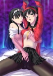 Rating: q Score: 65 Tags: 2girls amagi_yukiko atlus bdsm black_eyes black_hair blouse blush bondage breast_squeeze breasts dress elbow_gloves gloves hairband long_hair megami_tensei miniskirt multiple_girls open_clothes open_shirt panties pantyhose persona persona_4 saki_daiko selfcest shadow_(persona) shin_megami_tensei skirt tentacle tiara underwear upskirt yellow_eyes yuri