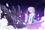 Rating: s Score: 2 Tags: 1girl absurdres closed_mouth female flower frills highres ho6clu komeiji_satori long_sleeves night pink_eyes pink_hair ruins short_hair sky solo stars touhou white_flower