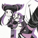 Rating: q Score: 6 Tags: 1girl baggy_pants bare_shoulders black_hair breasts capcom detached_sleeves han_juri makeup pants simple_background smile street_fighter street_fighter_iv twintails