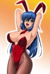 Rating: q Score: 30 Tags: 1girl animal_ears armpits blue_hair breasts bunny_ears bunny_girl bunny_tail bunnysuit cleavage emina&aki emina_(emina&aki) green_eyes huge_breasts kagami_hirotaka large_breasts long_hair necktie original pantyhose solo tail