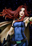 Rating: s Tags: 1girl belt black_gloves breasts cape energy_sword gloves gun holster j6psrvo50 lightsaber lips long_hair mara_jade red_hair sleeveless solo star_wars sword weapon