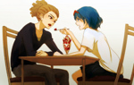Rating: s Score: 4 Tags: 1boy 1girl artist_request blue_hair brother_and_sister eating feeding food glasses hairlocs ice_cream inazuma_eleven inazuma_eleven_(series) kidou_yuuto otonashi_haruna red_eyes school_uniform short_hair siblings sitting spoon sundae table