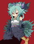 Rating: e Score: 8 Tags: animal_ears blue_hair blush feathers fox_ears fox_tail harpy monster_girl new_years_(artist) original pixiv_manga_sample red_eyes remiria27 tail talons tongue