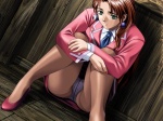 Rating: s Score: 1 Tags: brown_hair earrings green_eyes isaku jewelry panties pantyhose pantyshot solo underwear upskirt