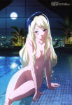 Rating: q Score: 40 Tags: 1girl absurdres areolae arm_support blonde_hair breasts chair cleavage collarbone feet_in_water full_moon hair_ribbon hairband highres indoor_pool long_hair lounge_chair megami moon night night_sky nipples nude nude_filter ogasawara_rinko photoshop pool poolside purple_eyes ribbon satou_youko shirobako sitting sky soaking_feet solo star_(sky) starry_sky topless very_long_hair