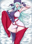 Rating: s Score: 21 Tags: 1girl aqua_hair armpits bed breasts demon_wings dokidoki!_precure female hat highres large_breasts leg_lift legs lipstick long_hair lying makeup mamo_(dokidoki!_precure) milf on_back open_mouth panties precure red_lipstick solo thighhighs thighs underwear uya_(yurukah) wide_hips wings yellow_eyes