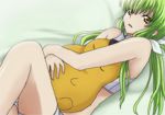 Rating: s Score: 6 Tags: c.c. cheese-kun cocoru1203 code_geass female green_hair halter_top halterneck long_hair lying ribbon shorts solo white_ribbon yellow_eyes