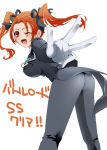 Rating: q Score: 6 Tags: 1girl artist_request ass blush breasts butler dragon_quest dragon_quest_viii from_behind gloves hair_ribbon jessica_albert large_breasts leaning leaning_forward long_hair looking_at_viewer open_mouth orange_eyes outstretched_hand red_eyes reverse_trap ribbon sideboob smile solo suit twintails
