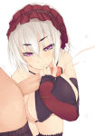 Rating: e Score: 13 Tags: 1girl breasts chaika_bogdan cum handjob hitsugi_no_chaika penis purple_eyes white_hair