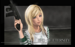 Rating: s Score: 7 Tags: blonde_hair end_of_eternity gun h&k_mp5k heckler_&_koch highres long_hair reanbell smile submachine_gun weapon