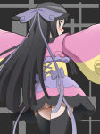 Rating: q Score: 21 Tags: 1girl awa black_eyes black_hair blush female from_behind gym_leader long_hair mache_(pokemon) pokemon pokemon_(game) pokemon_xy solo striped_background