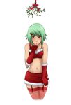 Rating: s Score: 51 Tags: 1girl blown_kiss blush breasts christmas cleavage fuu_(naruto) garter_belt gloves green_hair hair_ornament hairclip looking_at_viewer mew-ninjin midriff mistletoe naruto naruto_shippuuden navel orange_eyes skirt snow solo standing thighhighs transparent_background