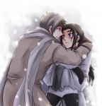 Rating: s Score: 10 Tags: 2boys axis_powers_hetalia black_hair blonde_hair blush brown_eyes china_(hetalia) coat eye_contact jacket long_hair looking_at_another male_focus multiple_boys panda ponytail purple_eyes russia_(hetalia) scarf snow tagme yaoi