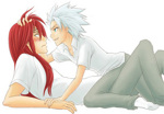 Rating: s Score: 12 Tags: 2boys abarai_renji bleach hitsugaya_toushirou long_hair lowres male_focus multiple_boys red_hair white_hair yaoi