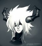 Rating: s Tags: Male, Fanart, White Hair, Demon, Eyepatch, Horns, Original, Spiky Hair, deviantART, White Eyes, Solo, Unnaturally White Skin, Frown, Black Sclera, Skye, Raincry