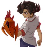 Rating: s Tags: Male, Fanart, Brown Hair, Red Eyes, Uniform, Shirt, Pants, Dark Skin, White Background, Pixiv, Solo, School Uniform, Medium Hair, Simple Background, Yu-Gi-Oh! ZEXAL, Fanart From Pixiv, Closed Mouth, Alit, Pixiv Id 3885175