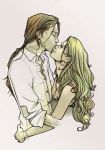 Rating: s Tags: Female, Couple, Male, Fanart, Long Hair, Brown Hair, Kiss, Ponytail, Hug, Blonde Hair, Eyes Closed, Orange Hair, Jewelry, Bracelet, Harry Potter, Earrings, Scar, Duo, Body Piercing, Simple Background, Long Sleeves, Bill Weasley, Sleeveless, Rolled Up Sleeves, Fleur Delacour, Face Up