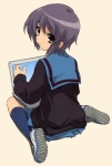 Rating: s Tags: Female, Suzumiya Haruhi no Yuuutsu, Short Hair, Uniform, Purple Hair, Nagato Yuki, Computer, Gold Eyes, Laptop, Solo, School Uniform, Looking Back Rating: s Tags: Female, Suzumiya Haruhi no Yuuutsu, Short Hair, Uniform, Purple Hair, Nagato Yuki, Computer, Gold Eyes, Laptop, Solo, School Uniform, Looking Back