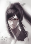 Rating: s Tags: Male, Monochrome, Long Hair, Ponytail, Personification, Solo, Realistic, High Ponytail, Long Ponytail, Touken Ranbu, Taroutachi, Pixiv Id 1953119