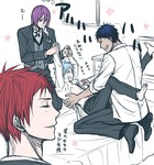 Rating: q Tags: Couple, Male, Ecchi, Blue Hair, Short Hair, Yaoi, Purple Hair, Red Hair, Open Shirt, Shirt, Dark Skin, Four Males, Laughing, Shirtless (Male), Quartet, Smile, Tickle, Open Clothes, Kuroko no Basket, Kuroko Tetsuya, Murasakibara Atsushi, Aomine Daiki, Akashi Seijuurou, Ruka Mayumi
