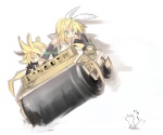 Rating: s Tags: Female, Male, Twins, Blue Eyes, Short Hair, Animal, Vocaloid, Cat, Blonde Hair, Kagamine Rin, Kagamine Len, Pixiv, Detached Sleeves, Siblings, Duo, Kagamine Twins, Kanikama (pixiv 360235), Roadroller