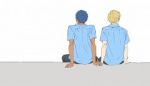 Rating: s Tags: Couple, Male, Fanart, Short Hair, Yaoi, Blonde Hair, Holding Hands, Sitting, Back, Two Males, Jewelry, Earrings, Dark Skin, White Background, Pixiv, Duo, Body Piercing, Simple Background, Bent Knees, Fanart From Pixiv, Kuroko no Basket, Kise Ryouta, Aomine Daiki, Pixiv Id 3651167