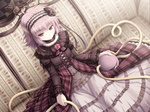 Rating: s Tags: Female, Fanart, Flower, Rose, Red Eyes, Short Hair, Pink Hair, Blush, Touhou, Sitting, Couch, Headband, Komeiji Satori, ZUN, Pixiv, Alternate Outfit, Lolita Fashion, Solo, Shushio, Frills, Smile, Eyes In Odd Places, Bangs, Long Sleeves, Fanart From Pixiv, Looking At Camera, Sitting On Couch
