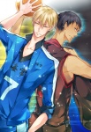 Rating: s Tags: Male, Fanart, Short Hair, Uniform, Blonde Hair, Two Males, Dark Skin, Grin, Pixiv, Duo, Smile, Ball, Sport Uniform, Fanart From Pixiv, Kuroko no Basket, Pixiv Id 1444226, Kise Ryouta, Aomine Daiki, Basketball Uniform, Basketball Ball