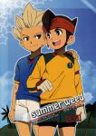 Rating: s Tags: Male, Fanart, Brown Hair, Short Hair, Uniform, Gloves, White Hair, Shorts, Headband, Spiky Hair, Inazuma Eleven, Endou Mamoru, Level-5, Gouenji Shuuya, Sport Uniform