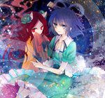 Rating: q Tags: Female, Ecchi, Fanart, Blue Hair, Long Hair, Blue Eyes, Red Eyes, Short Hair, Red Hair, Touhou, Horns, Two Girls, Pixiv, Kazu Muchuukai, Duo, Hair Rings, Fanart From Pixiv, Original Character, Kaku Seiga, Cleavage