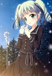 Rating: s Tags: Female, Fanart, Twin Tails, Long Hair, Night, Green Eyes, Skirt, Blush, White Hair, Belt, Sky, Jewelry, Tree, Embarrassed, Open Mouth, Earrings, Pixiv, Solo, Black Shirt, Standing, Light Pole, Body Piercing, Long Sleeves, Mac-Kine, Collar (Clothes), Blue Sky, Stars (Sky), Night Sky, Fanart From Pixiv, Looking At Camera, Sailor Collar, Pole, Black Skirt, Aikatsu!, Toudou Yurika
