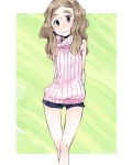 Rating: s Tags: Female, Long Hair, Brown Hair, Blue Eyes, Original, Pixiv, Solo, Smile, Wavy Hair, Eyebrows, Hot Pants, Pullover, Morihito, Chibikko (Morihito)