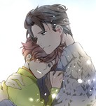 Rating: s Tags: Couple, Male, Black Hair, Brown Hair, Short Hair, Yaoi, Hug, Sweater, Two Males, Original, Pixiv, Duo, Simple Background, Hand on Chest, Holding Close, Silversnow