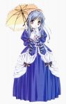 Rating: s Tags: Female, Dress, Purple Eyes, Sister Princess, Blue Outfit, Parasol, White Background, Aria (Sister Princess), Solo, Blue Dress, Simple Background