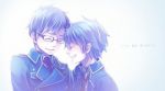 Rating: s Tags: Male, Fanart, Glasses, Twins, Family, Short Hair, Uniform, Brothers, Eyes Closed, Two Males, Pixiv, Siblings, Duo, School Uniform, Smile, Ao No Exorcist, Okumura Rin, Okumura Yukio, Teinpomu, Fanart From Pixiv, Okumura Twins